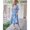 imageBTFBM Summer Dresses for Women 2026 Spring Outfits Beach Vacation Short Sleeve Smocked Boho Casual Floral Maxi DressFloral Blue
