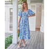 imageBTFBM Summer Dresses for Women 2026 Spring Outfits Beach Vacation Short Sleeve Smocked Boho Casual Floral Maxi DressFloral Blue