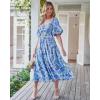 imageBTFBM Summer Dresses for Women 2026 Spring Outfits Beach Vacation Short Sleeve Smocked Boho Casual Floral Maxi DressFloral Blue