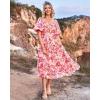imageBTFBM Summer Dresses for Women 2026 Spring Outfits Beach Vacation Short Sleeve Smocked Boho Casual Floral Maxi DressFloral Pink Red