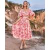 imageBTFBM Summer Dresses for Women 2026 Spring Outfits Beach Vacation Short Sleeve Smocked Boho Casual Floral Maxi DressFloral Pink Red
