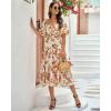 imageBTFBM Summer Dresses for Women 2026 Spring Outfits Beach Vacation Short Sleeve Smocked Boho Casual Floral Maxi DressFloral White Orange