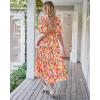 imageBTFBM Summer Dresses for Women 2026 Spring Outfits Beach Vacation Short Sleeve Smocked Boho Casual Floral Maxi DressFloral White Red