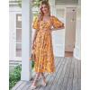 imageBTFBM Summer Dresses for Women 2026 Spring Outfits Beach Vacation Short Sleeve Smocked Boho Casual Floral Maxi DressFloral Yellow