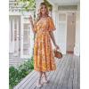 imageBTFBM Summer Dresses for Women 2026 Spring Outfits Beach Vacation Short Sleeve Smocked Boho Casual Floral Maxi DressFloral Yellow