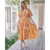 imageBTFBM Summer Dresses for Women 2026 Spring Outfits Beach Vacation Short Sleeve Smocked Boho Casual Floral Maxi DressFloral Yellow