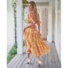 imageBTFBM Summer Dresses for Women 2026 Spring Outfits Beach Vacation Short Sleeve Smocked Boho Casual Floral Maxi DressFloral Yellow