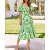 imageBTFBM Summer Dresses for Women 2026 Spring Outfits Beach Vacation Short Sleeve Smocked Boho Casual Floral Maxi DressPrint Grass Green