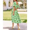 imageBTFBM Summer Dresses for Women 2026 Spring Outfits Beach Vacation Short Sleeve Smocked Boho Casual Floral Maxi DressPrint Grass Green