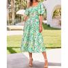 imageBTFBM Summer Dresses for Women 2026 Spring Outfits Beach Vacation Short Sleeve Smocked Boho Casual Floral Maxi DressPrint Green