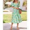 imageBTFBM Summer Dresses for Women 2026 Spring Outfits Beach Vacation Short Sleeve Smocked Boho Casual Floral Maxi DressPrint Green