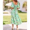 imageBTFBM Summer Dresses for Women 2026 Spring Outfits Beach Vacation Short Sleeve Smocked Boho Casual Floral Maxi DressPrint Green