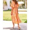 imageBTFBM Summer Dresses for Women 2026 Spring Outfits Beach Vacation Short Sleeve Smocked Boho Casual Floral Maxi DressPrint Orange