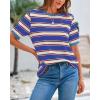 imageBTFBM Summer Tops for Women 2026 Crewneck Short Sleeve Striped T Shirts Casual Spring Clothes Color Block Basic Tee BlousesBlue Apricot
