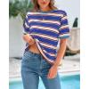 imageBTFBM Summer Tops for Women 2026 Crewneck Short Sleeve Striped T Shirts Casual Spring Clothes Color Block Basic Tee BlousesBlue Apricot