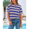 imageBTFBM Summer Tops for Women 2026 Crewneck Short Sleeve Striped T Shirts Casual Spring Clothes Color Block Basic Tee BlousesBlue Apricot
