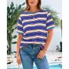 imageBTFBM Summer Tops for Women 2026 Crewneck Short Sleeve Striped T Shirts Casual Spring Clothes Color Block Basic Tee BlousesBlue Apricot