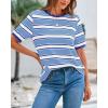 imageBTFBM Summer Tops for Women 2026 Crewneck Short Sleeve Striped T Shirts Casual Spring Clothes Color Block Basic Tee BlousesBlue White