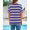 imageBTFBM Summer Tops for Women 2026 Crewneck Short Sleeve Striped T Shirts Casual Spring Clothes Color Block Basic Tee BlousesBlue Wine Red