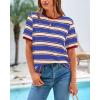 imageBTFBM Summer Tops for Women 2026 Crewneck Short Sleeve Striped T Shirts Casual Spring Clothes Color Block Basic Tee BlousesBlue Wine Red