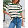 imageBTFBM Summer Tops for Women 2026 Crewneck Short Sleeve Striped T Shirts Casual Spring Clothes Color Block Basic Tee BlousesDark Green Apricot