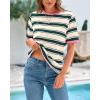 imageBTFBM Summer Tops for Women 2026 Crewneck Short Sleeve Striped T Shirts Casual Spring Clothes Color Block Basic Tee BlousesDark Green Pink