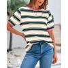 imageBTFBM Summer Tops for Women 2026 Crewneck Short Sleeve Striped T Shirts Casual Spring Clothes Color Block Basic Tee BlousesDark Green Pink