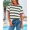 imageBTFBM Summer Tops for Women 2026 Crewneck Short Sleeve Striped T Shirts Casual Spring Clothes Color Block Basic Tee BlousesDark Green Pink