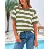 imageBTFBM Summer Tops for Women 2026 Crewneck Short Sleeve Striped T Shirts Casual Spring Clothes Color Block Basic Tee BlousesLight Green White