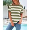 imageBTFBM Summer Tops for Women 2026 Crewneck Short Sleeve Striped T Shirts Casual Spring Clothes Color Block Basic Tee BlousesLight Green White