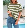 imageBTFBM Summer Tops for Women 2026 Crewneck Short Sleeve Striped T Shirts Casual Spring Clothes Color Block Basic Tee BlousesLight Green White