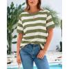 imageBTFBM Summer Tops for Women 2026 Crewneck Short Sleeve Striped T Shirts Casual Spring Clothes Color Block Basic Tee BlousesLight Green White