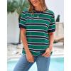 imageBTFBM Summer Tops for Women 2026 Crewneck Short Sleeve Striped T Shirts Casual Spring Clothes Color Block Basic Tee BlousesNavy Green