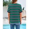 imageBTFBM Summer Tops for Women 2026 Crewneck Short Sleeve Striped T Shirts Casual Spring Clothes Color Block Basic Tee BlousesNavy Green