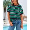 imageBTFBM Summer Tops for Women 2026 Crewneck Short Sleeve Striped T Shirts Casual Spring Clothes Color Block Basic Tee BlousesNavy Green