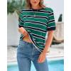 imageBTFBM Summer Tops for Women 2026 Crewneck Short Sleeve Striped T Shirts Casual Spring Clothes Color Block Basic Tee BlousesNavy Green