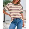 imageBTFBM Summer Tops for Women 2026 Crewneck Short Sleeve Striped T Shirts Casual Spring Clothes Color Block Basic Tee BlousesPink Apricot