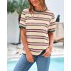 imageBTFBM Summer Tops for Women 2026 Crewneck Short Sleeve Striped T Shirts Casual Spring Clothes Color Block Basic Tee BlousesPink Apricot