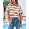 imageBTFBM Summer Tops for Women 2026 Crewneck Short Sleeve Striped T Shirts Casual Spring Clothes Color Block Basic Tee BlousesPink Apricot