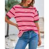 imageBTFBM Summer Tops for Women 2026 Crewneck Short Sleeve Striped T Shirts Casual Spring Clothes Color Block Basic Tee BlousesPink Rose Red