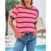 imageBTFBM Summer Tops for Women 2026 Crewneck Short Sleeve Striped T Shirts Casual Spring Clothes Color Block Basic Tee BlousesPink Rose Red