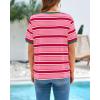 imageBTFBM Summer Tops for Women 2026 Crewneck Short Sleeve Striped T Shirts Casual Spring Clothes Color Block Basic Tee BlousesPink Rose Red