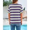 imageBTFBM Summer Tops for Women 2026 Crewneck Short Sleeve Striped T Shirts Casual Spring Clothes Color Block Basic Tee BlousesPurple White