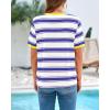 imageBTFBM Summer Tops for Women 2026 Crewneck Short Sleeve Striped T Shirts Casual Spring Clothes Color Block Basic Tee BlousesWhite Dark Blue