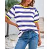 imageBTFBM Summer Tops for Women 2026 Crewneck Short Sleeve Striped T Shirts Casual Spring Clothes Color Block Basic Tee BlousesWhite Dark Blue