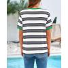imageBTFBM Summer Tops for Women 2026 Crewneck Short Sleeve Striped T Shirts Casual Spring Clothes Color Block Basic Tee BlousesWhite Grey