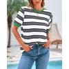 imageBTFBM Summer Tops for Women 2026 Crewneck Short Sleeve Striped T Shirts Casual Spring Clothes Color Block Basic Tee BlousesWhite Grey
