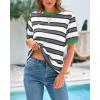 imageBTFBM Summer Tops for Women 2026 Crewneck Short Sleeve Striped T Shirts Casual Spring Clothes Color Block Basic Tee BlousesWhite Grey