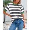imageBTFBM Summer Tops for Women 2026 Crewneck Short Sleeve Striped T Shirts Casual Spring Clothes Color Block Basic Tee BlousesWhite Grey
