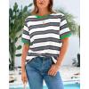 imageBTFBM Summer Tops for Women 2026 Crewneck Short Sleeve Striped T Shirts Casual Spring Clothes Color Block Basic Tee BlousesWhite Grey